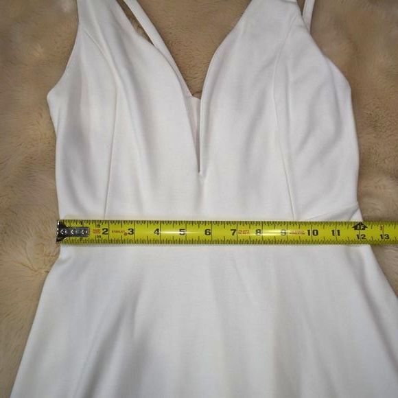 HeartBeeps White Fit & Flare Mini Dress Medium Low Cut Sleeveless Zip Back - Picture 8 of 14